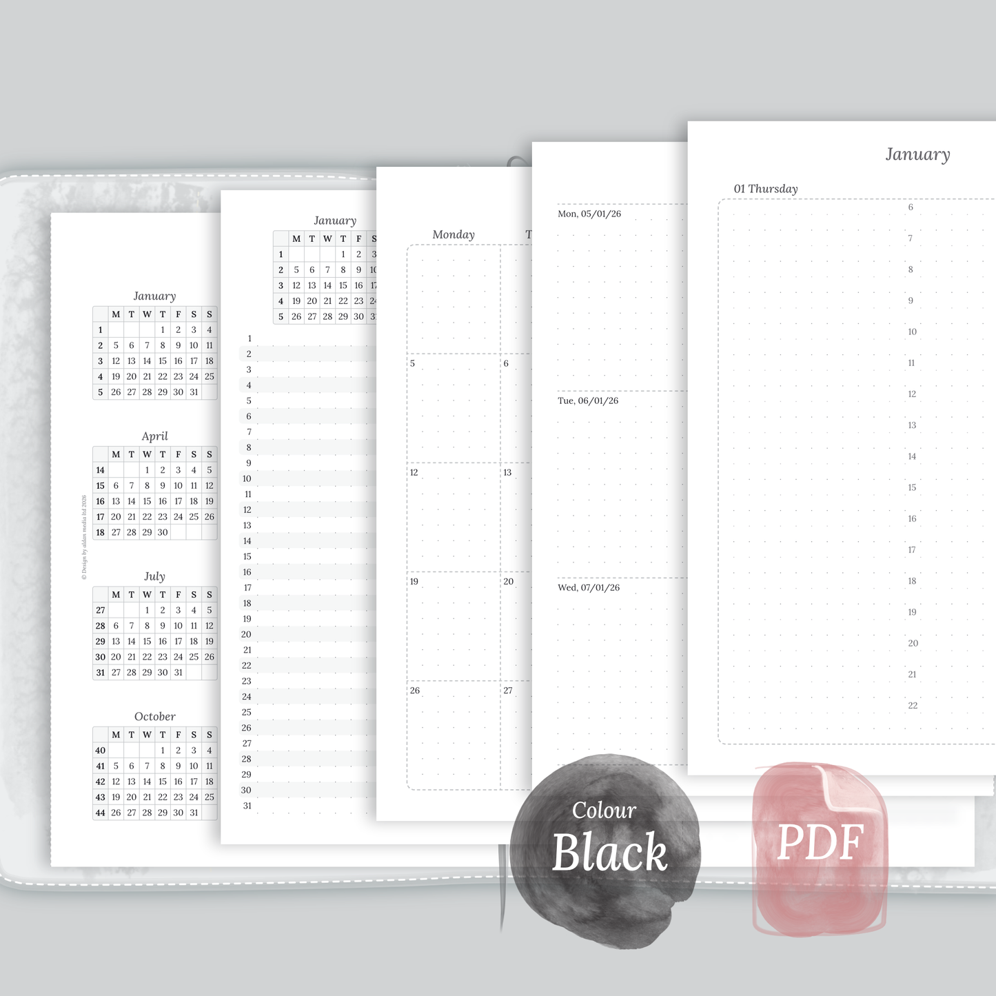 TN A5 | Bundle XL | Year at a glance, future log, month on 2 pages, week on 2 pages & daily