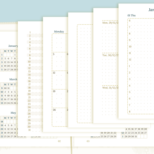Bundle XL | Year at a glance, future log, monthly, week on 2 pages & daily - TN Passport