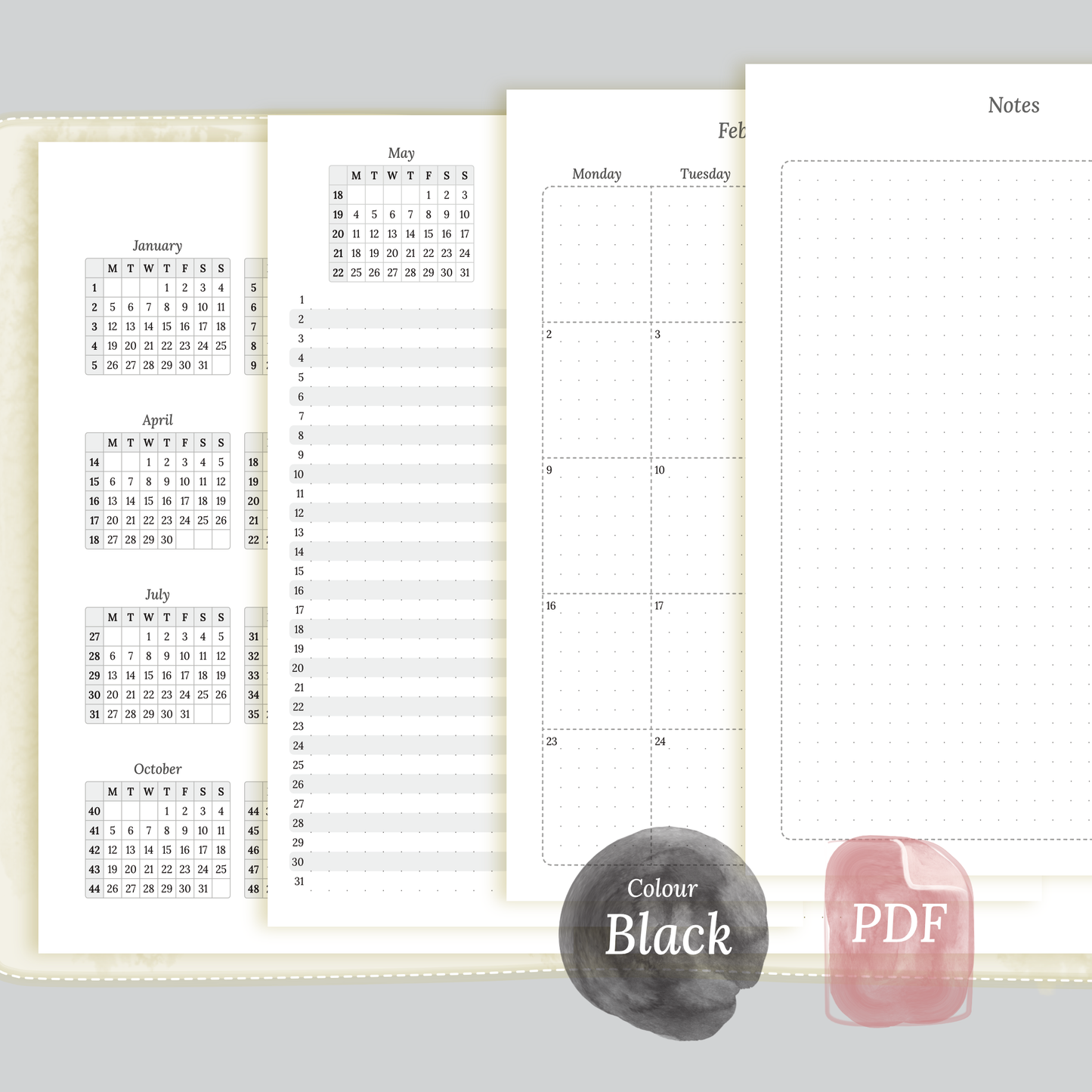Bundle | Year at a glance, future log & monthly - A5