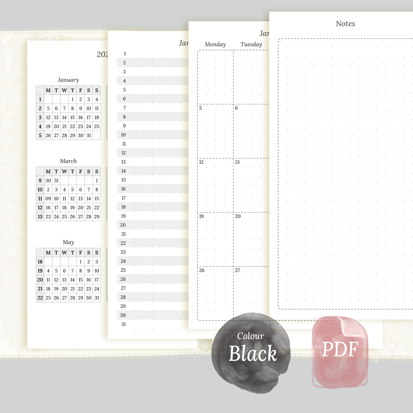Bundle | Year at a glance, future log & monthly - Personal