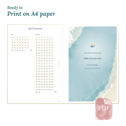 Calendar planner with lake design on A4 paper that illustrates that our products are ready to print.