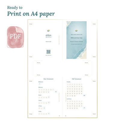 PDF printable calendar planner with lake design on A4 paper that illustrates that our products are ready to print.