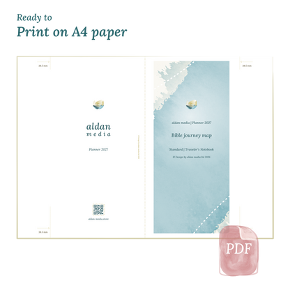 PDF printable calendar planner with lake design on A4 paper that illustrates that our products are ready to print.
