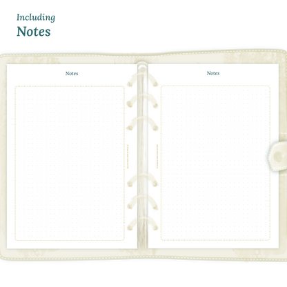 Open planner showing details of the PDF printable planner inserts module Notes for 2027 inside this Bundle.