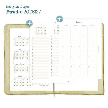 Printable PDF calendar planner Bundle for 2026 and 2027 for A5 size Traveler's Notebook planner