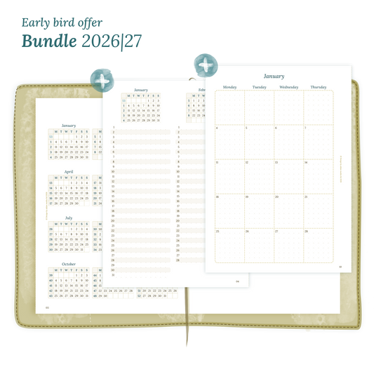 Printable PDF calendar planner Bundle for 2026 and 2027 for A5 size Traveler's Notebook planner