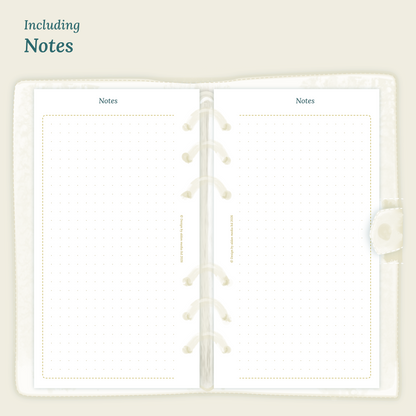 Open planner showing details of the PDF printable planner inserts module Notes for 2027 inside this Bundle L.