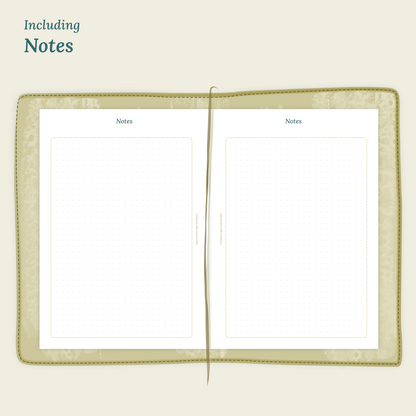 Open planner showing details of the PDF printable planner inserts module Notes for 2027 inside this Bundle L.