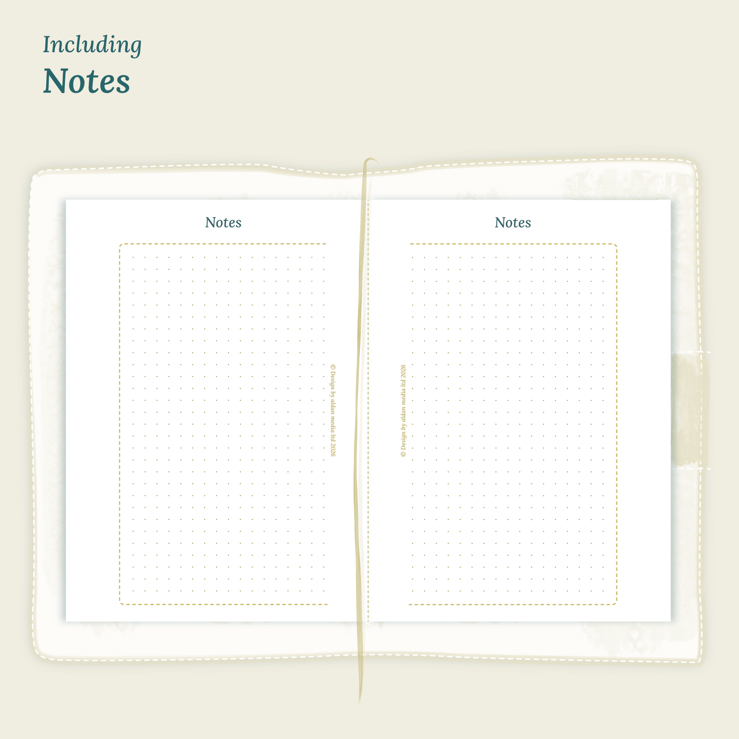 Open planner showing details of the PDF printable planner inserts module Notes for 2027 inside this Bundle L.