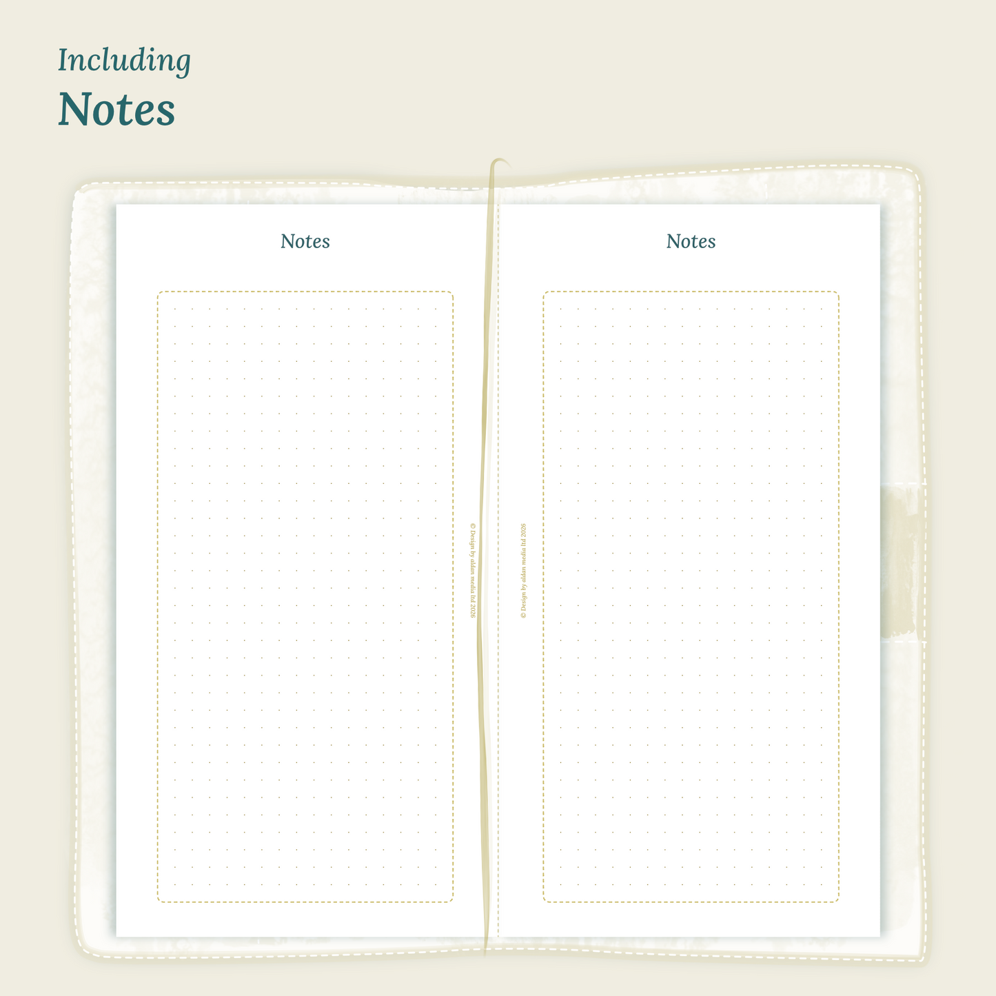 Open planner showing details of the PDF printable planner inserts module Notes for 2027 inside this Bundle L.
