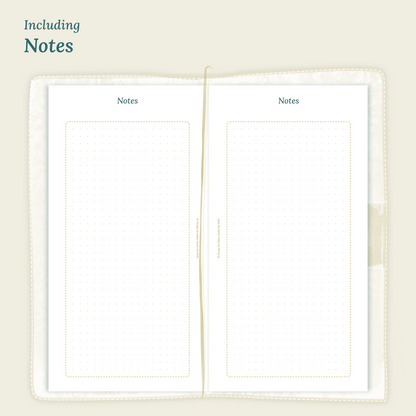 Open planner showing details of the PDF printable planner inserts module Notes for 2027 inside this Bundle L.