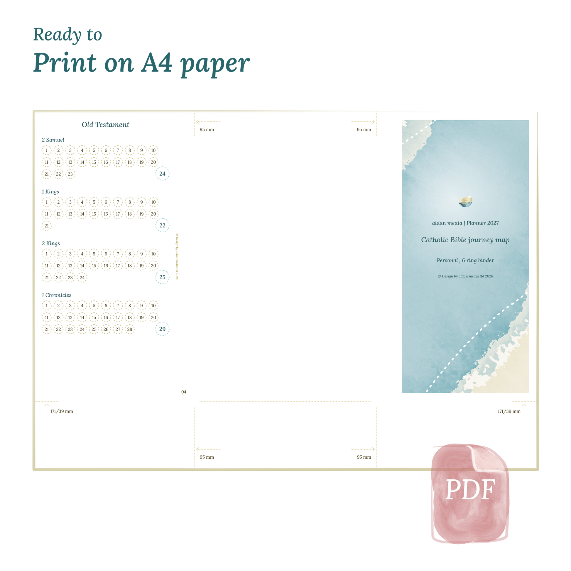 Calendar planner with title on A4 paper that illustrates that our products are ready to print.