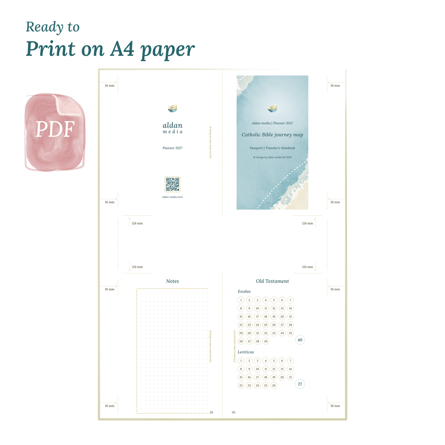 Calendar planner with title on A4 paper that illustrates that our products are ready to print.