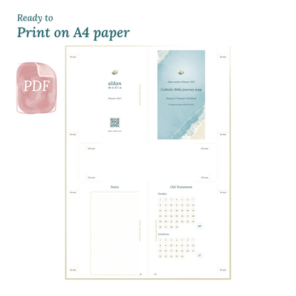 Calendar planner with title on A4 paper that illustrates that our products are ready to print.