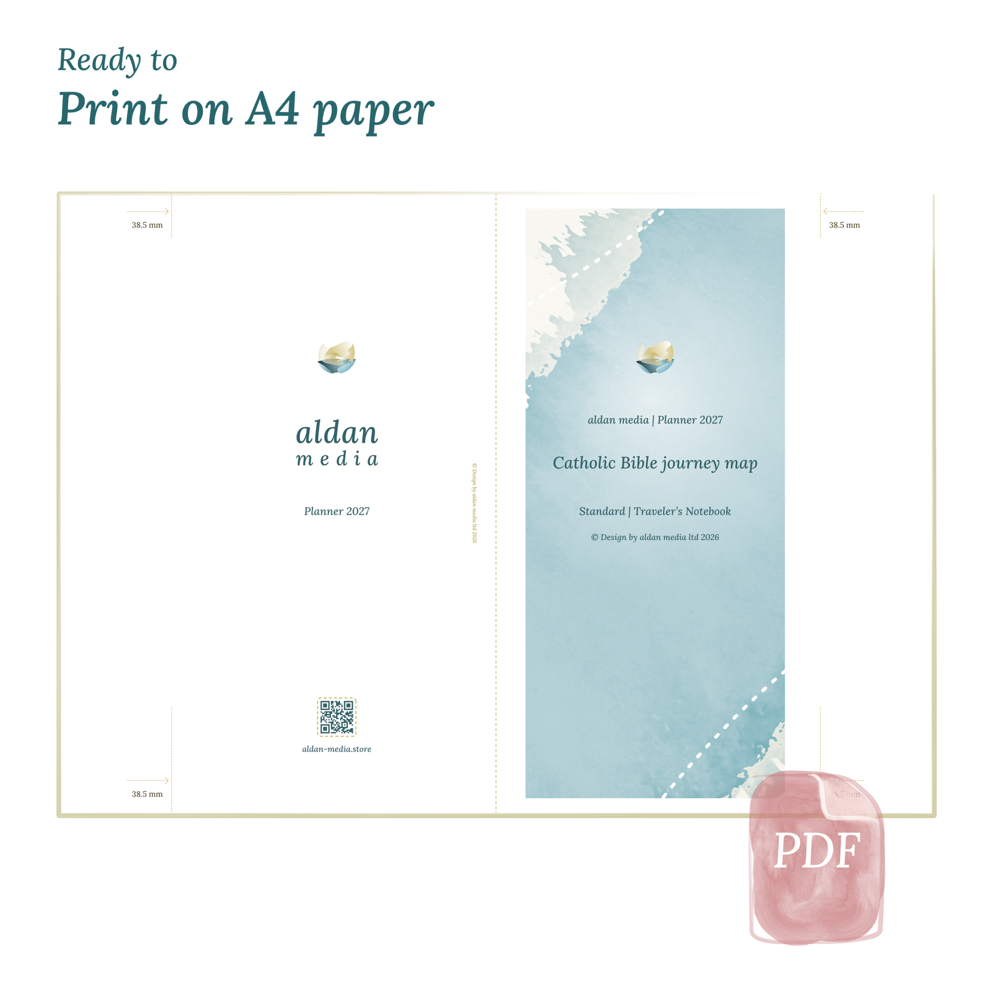 Calendar planner with title on A4 paper that illustrates that our products are ready to print.