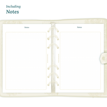 Open planner showing details of the PDF printable inserts module Notes for 2027.