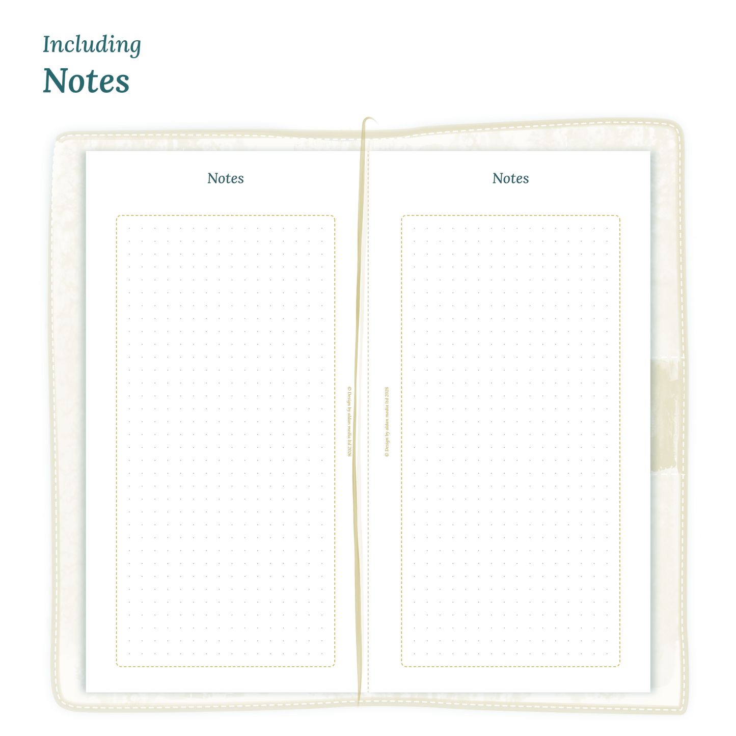 Open planner in Standard size showing details of the PDF printable inserts module Notes for 2027.
