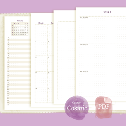 Bundle | Year at a glance, future log, monthly & week on 2 pages - A5