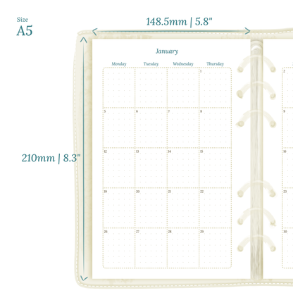 Bundle | Year at a glance, future log, monthly & week on 2 pages - A5