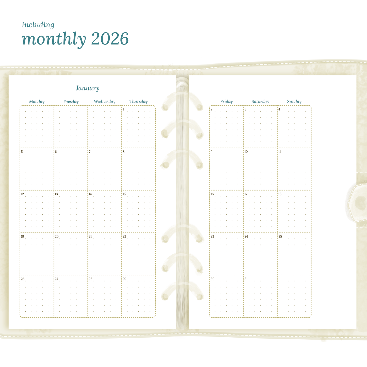Bundle | Year at a glance, future log, monthly & week on 2 pages - A5