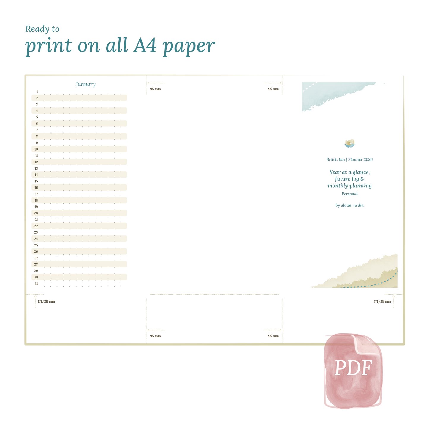 Bundle | Year at a glance, future log, monthly & week on 2 pages- Personal