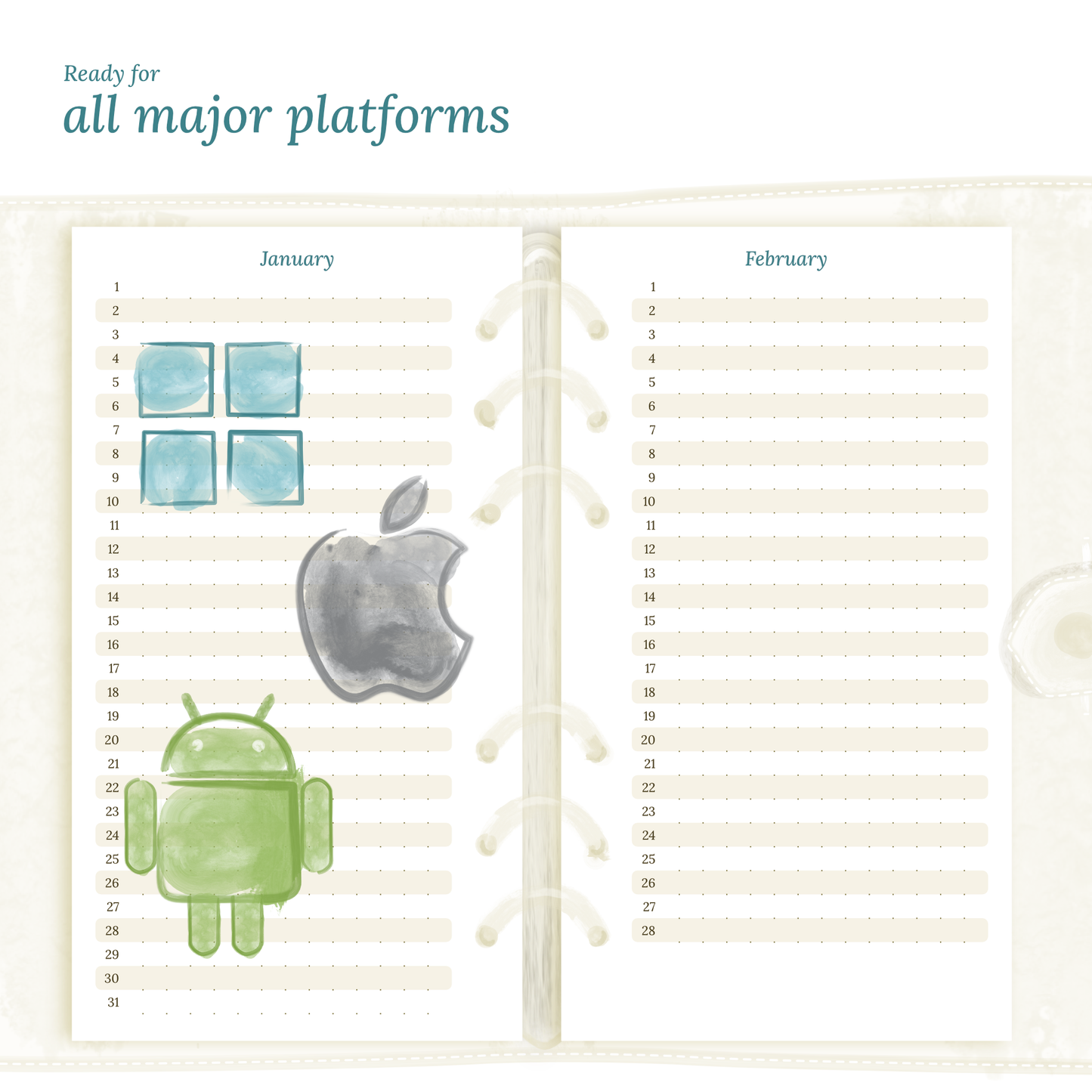 Bundle | Year at a glance, future log, monthly & week on 2 pages- Personal