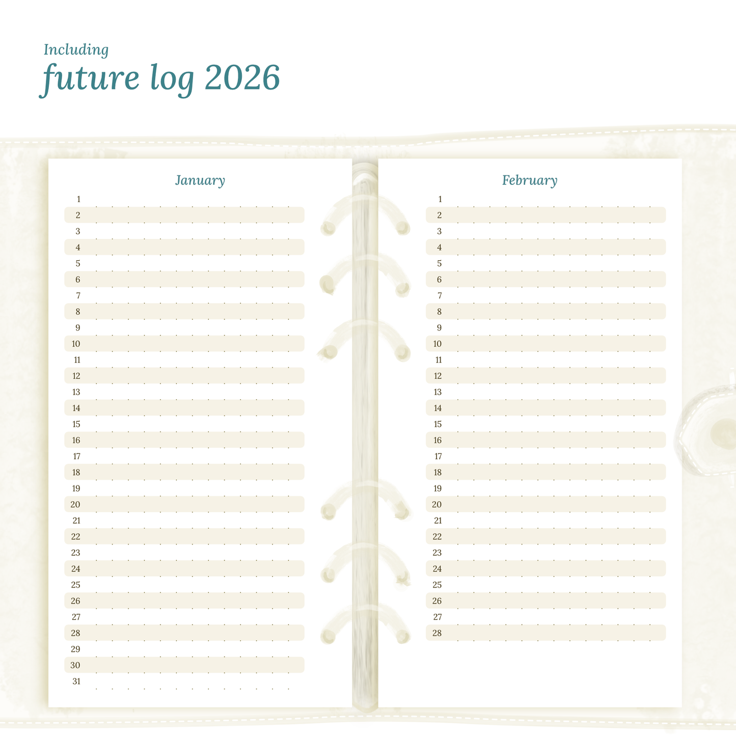 Bundle | Year at a glance, future log, monthly & week on 2 pages- Personal