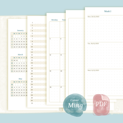 Bundle | Year at a glance, future log, monthly & week on 2 pages- Personal