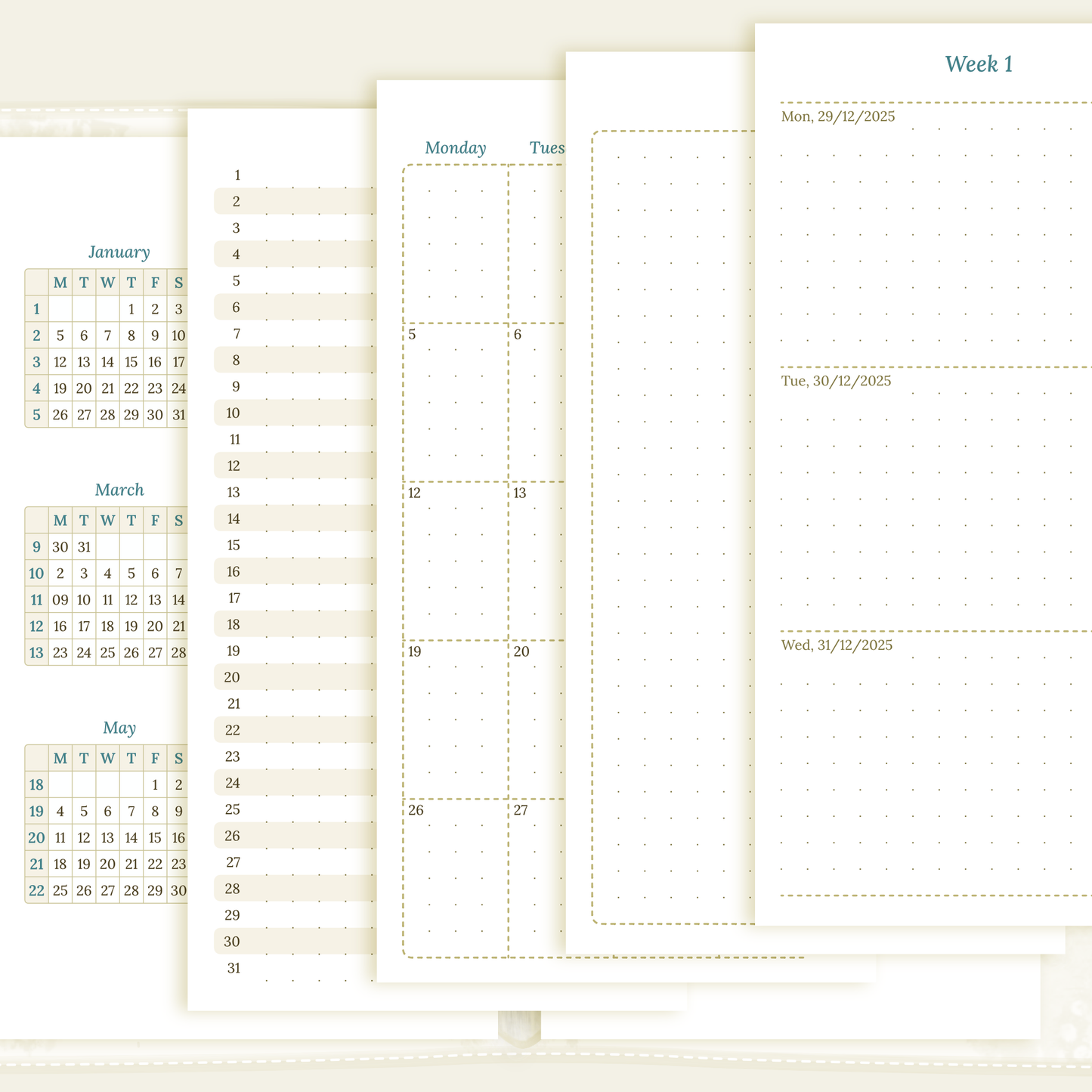 Bundle | Year at a glance, future log, monthly & week on 2 pages- Personal