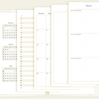 Bundle | Year at a glance, future log, monthly & week on 2 pages- Personal