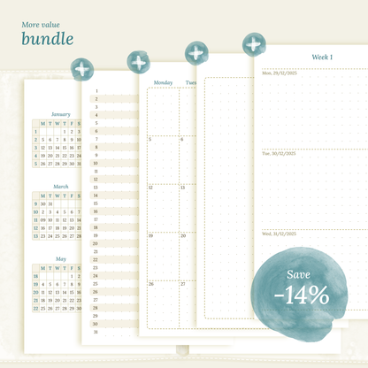 Bundle | Year at a glance, future log, monthly & week on 2 pages- Personal