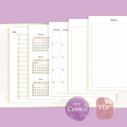 Bundle | Year at a glance, future log, monthly & week on 2 pages - Pocket
