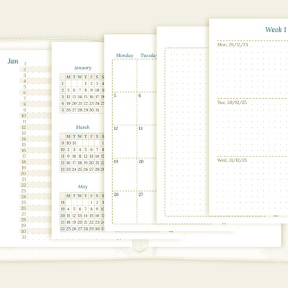 Bundle | Year at a glance, future log, monthly & week on 2 pages - Pocket