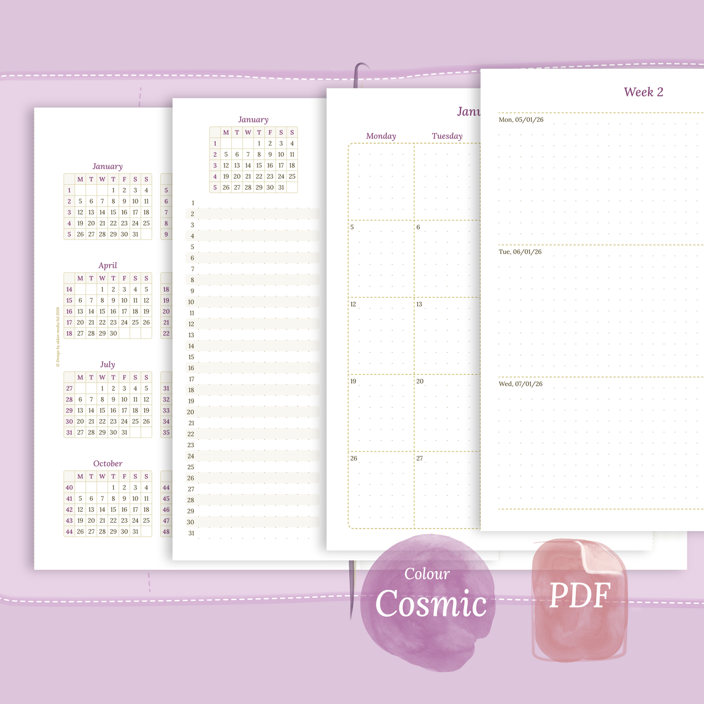 TN A5 | Bundle L | Year at a glance, future log, month on 2 pages & week on 2 pages