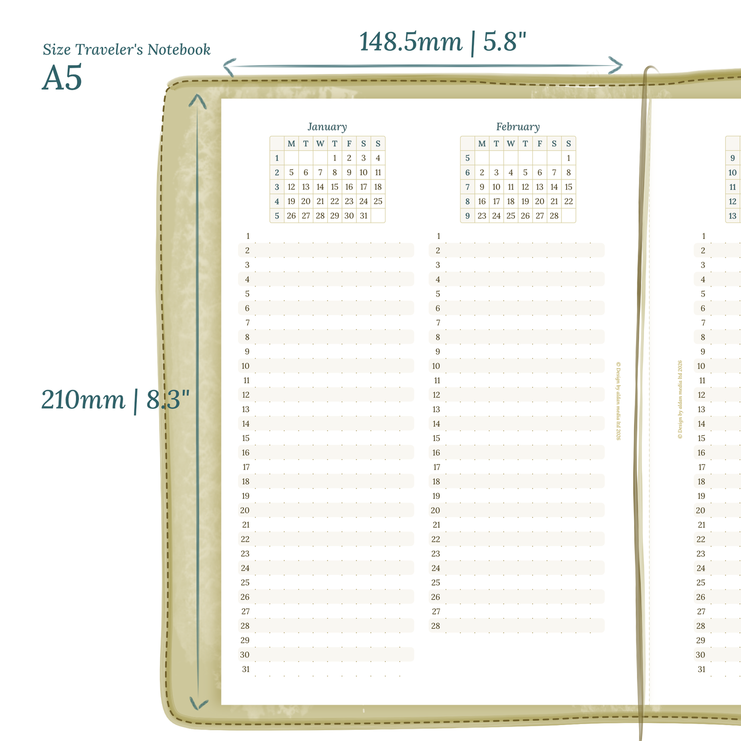 TN A5 | Bundle L | Year at a glance, future log, month on 2 pages & week on 2 pages