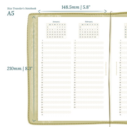 TN A5 | Bundle L | Year at a glance, future log, month on 2 pages & week on 2 pages