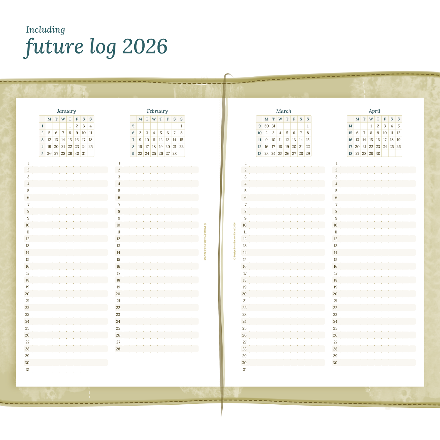 TN A5 | Bundle L | Year at a glance, future log, month on 2 pages & week on 2 pages
