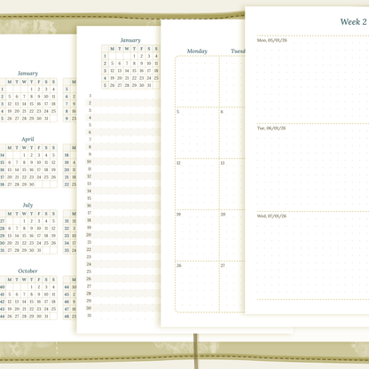 TN A5 | Bundle L | Year at a glance, future log, month on 2 pages & week on 2 pages