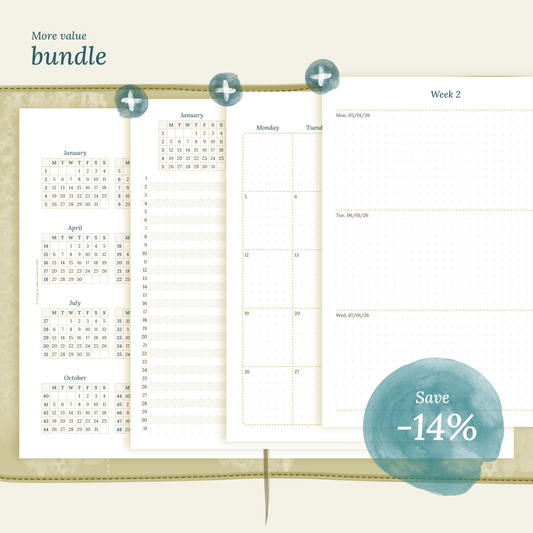 Bundle | Year at a glance, future log, monthly & week on 2 pages - TN A5