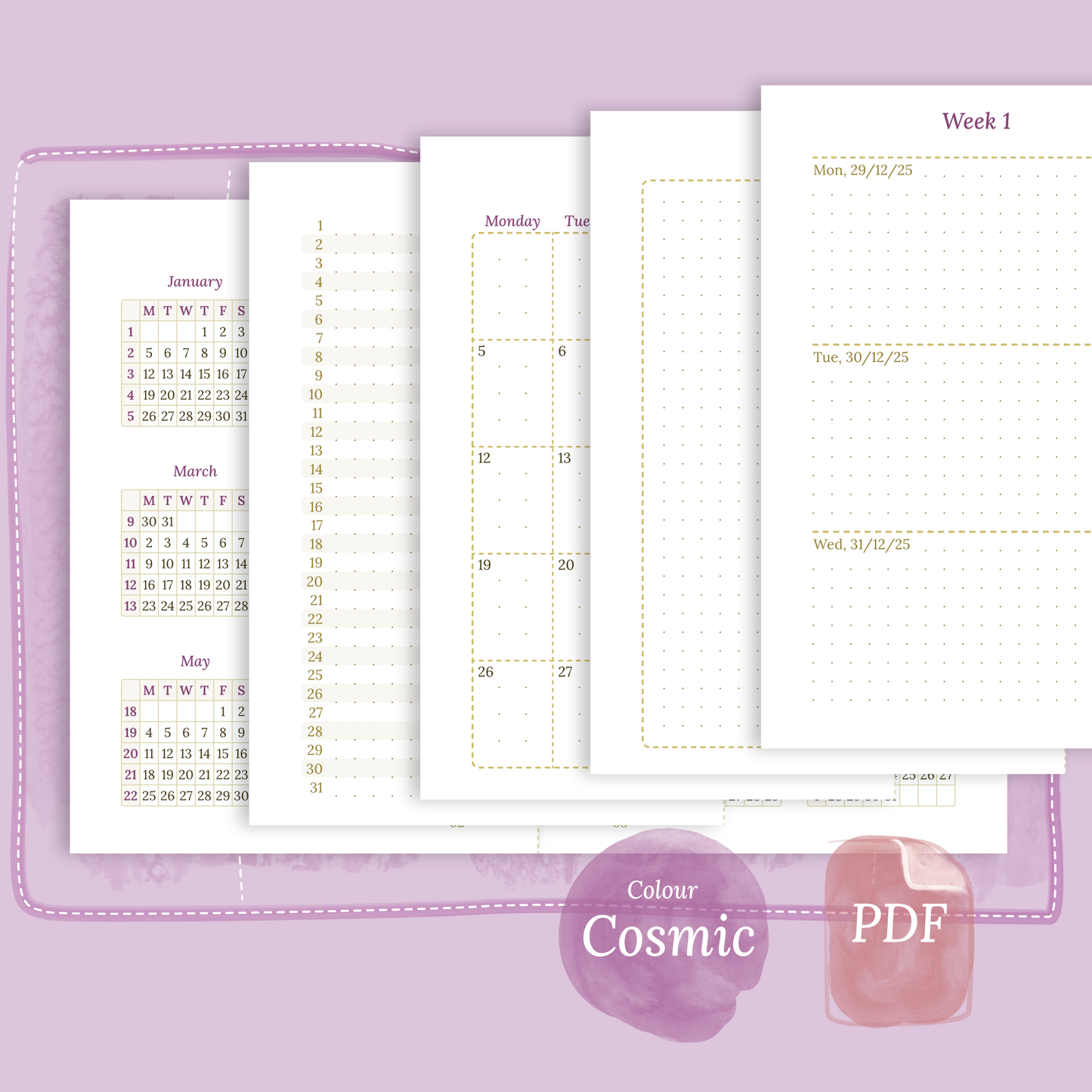 Bundle | Year at a glance, future log, monthly & week on 2 pages - TN Passport