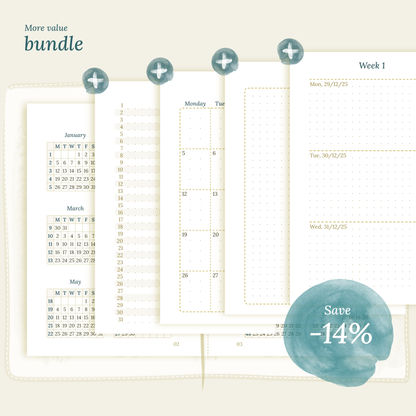 Bundle | Year at a glance, future log, monthly & week on 2 pages - TN Passport