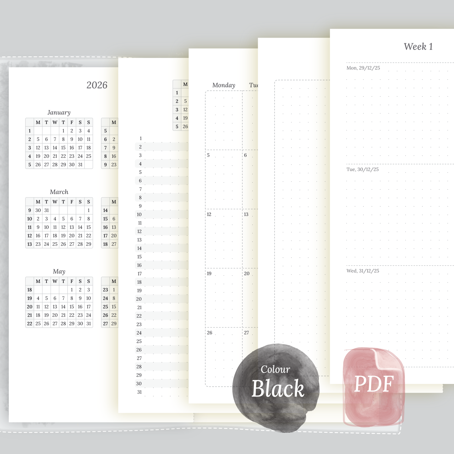 TN Standard | Bundle L | Year at a glance, future log, month on 2 pages & week on 2 pages
