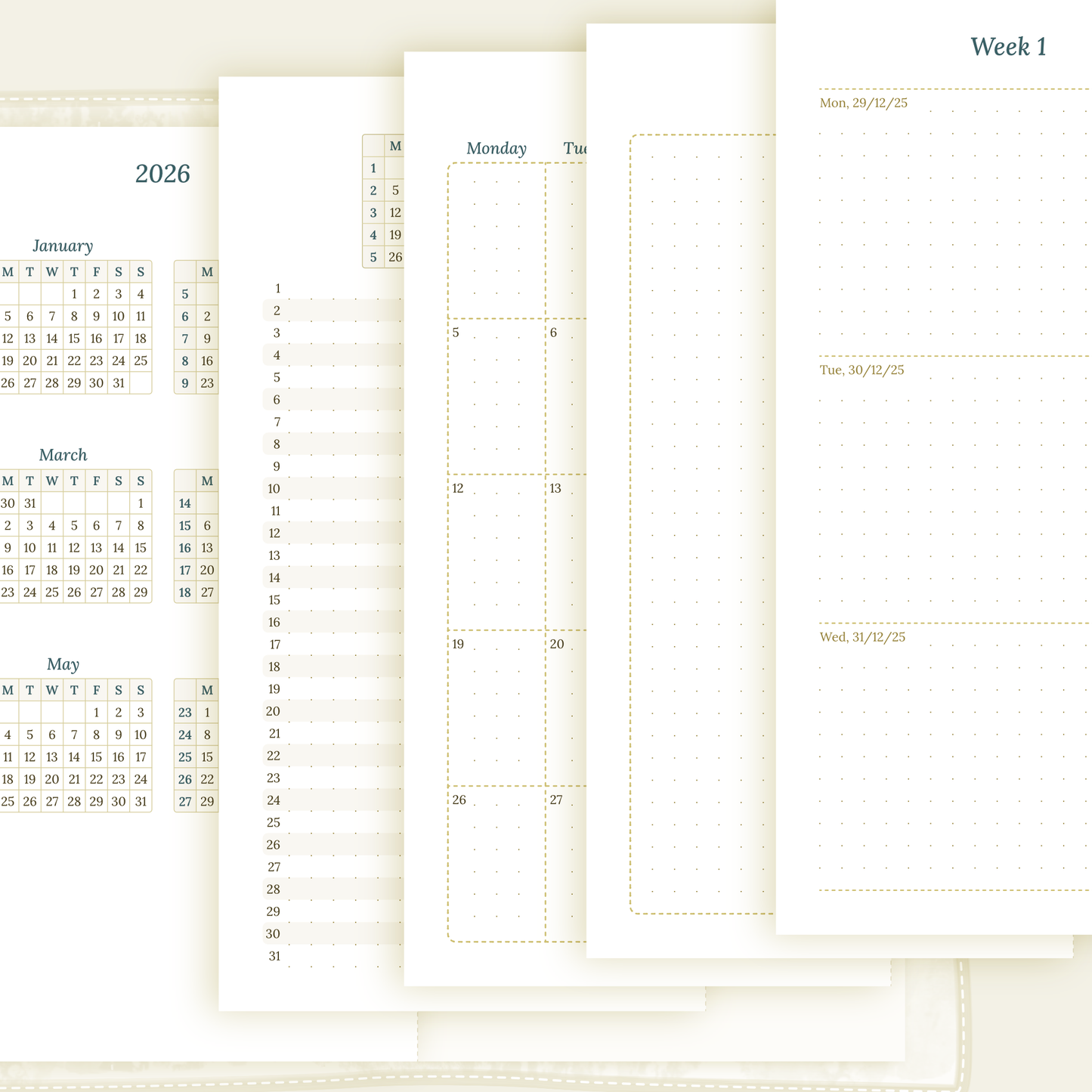 TN Standard | Bundle L | Year at a glance, future log, month on 2 pages & week on 2 pages