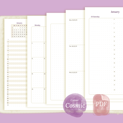 Bundle XL | Year at a glance, future log, monthly, week on 2 pages & daily - A5