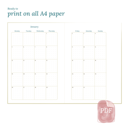 Bundle XL | Year at a glance, future log, monthly, week on 2 pages & daily - A5