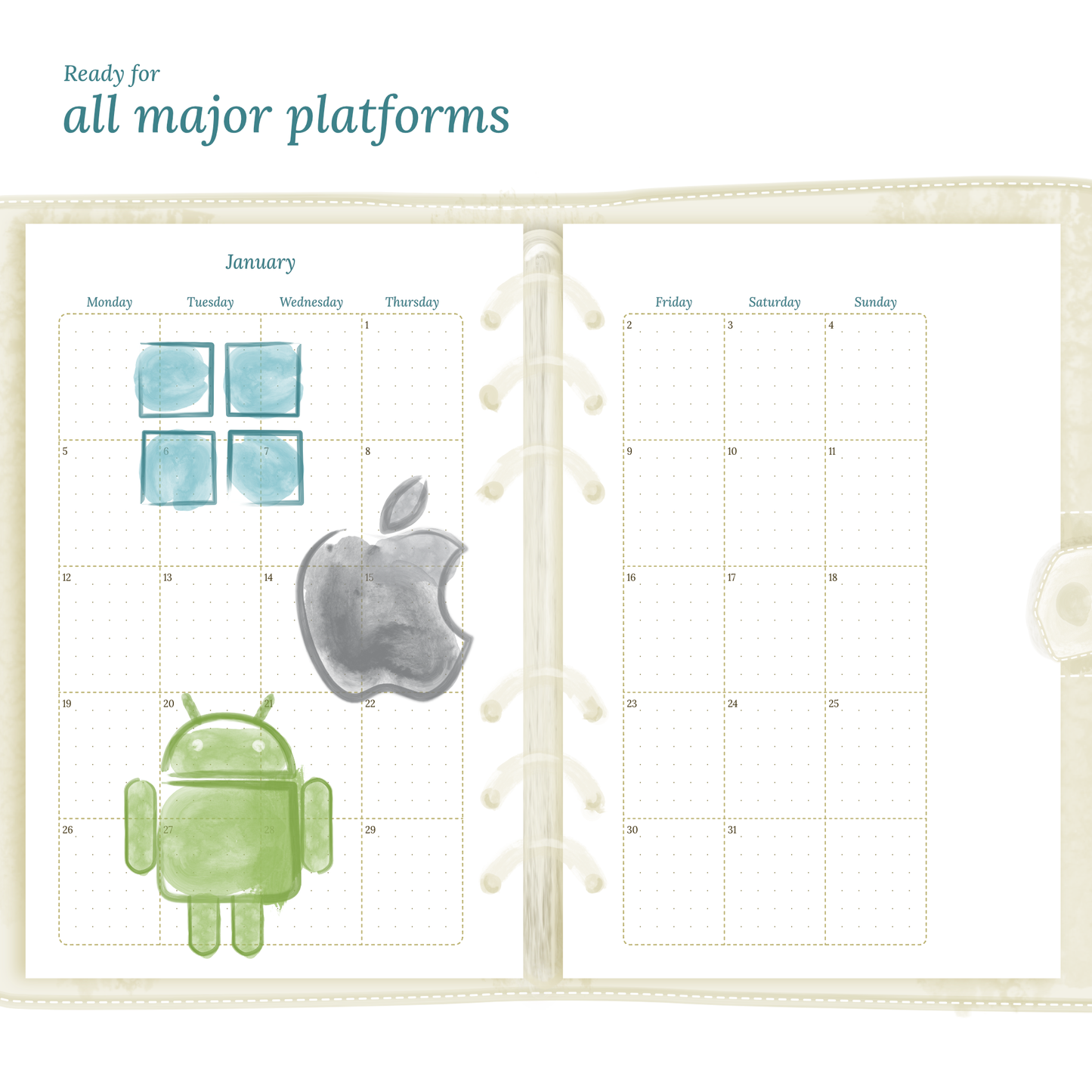 Bundle XL | Year at a glance, future log, monthly, week on 2 pages & daily - A5