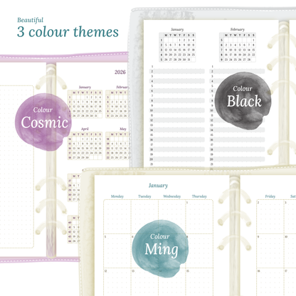 Bundle XL | Year at a glance, future log, monthly, week on 2 pages & daily - A5