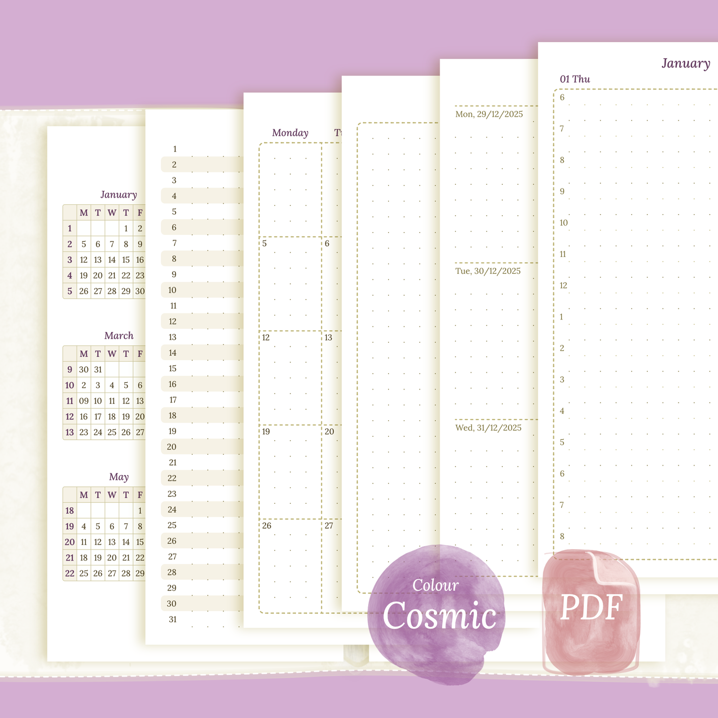 Bundle XL | Year at a glance, future log, monthly, week on 2 pages & daily - Personal