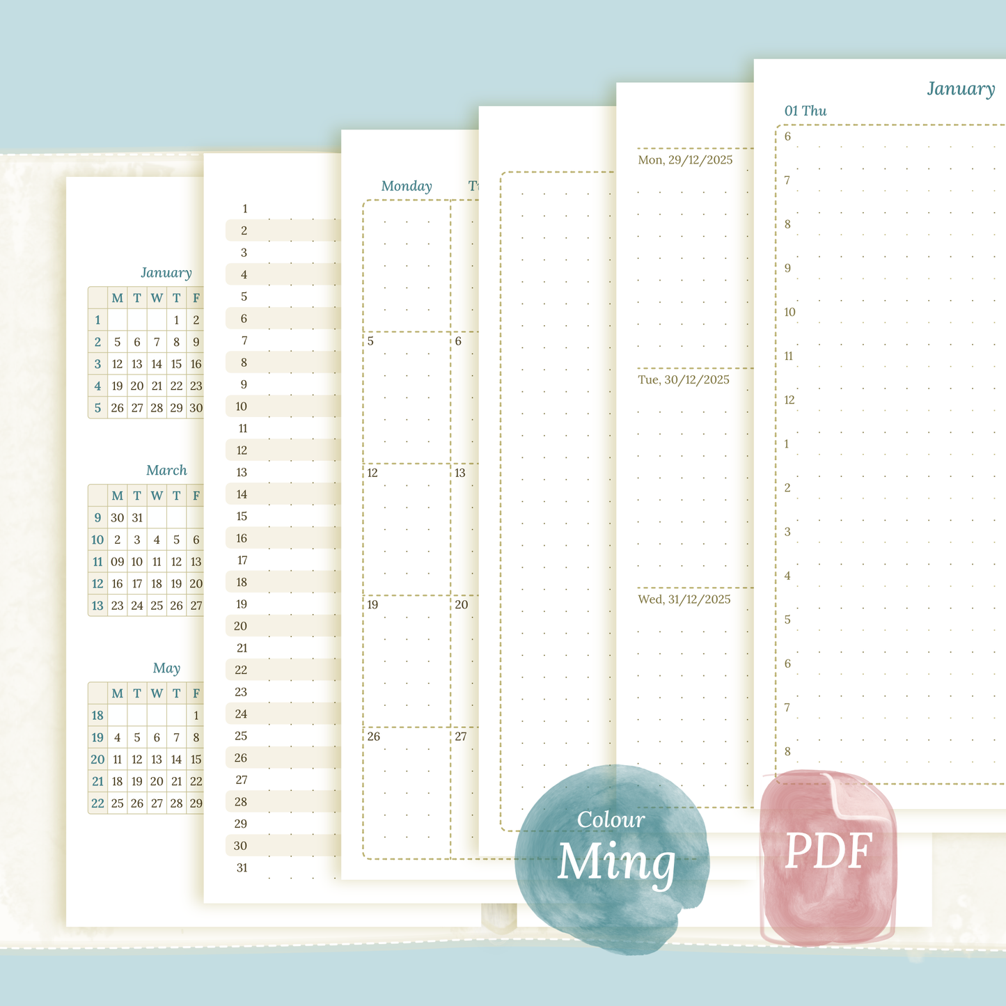 Bundle XL | Year at a glance, future log, monthly, week on 2 pages & daily - Personal