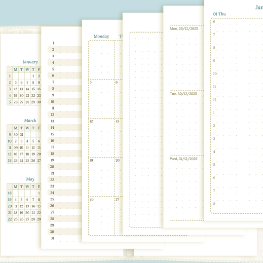 Bundle XL | Year at a glance, future log, monthly, week on 2 pages & daily - Personal